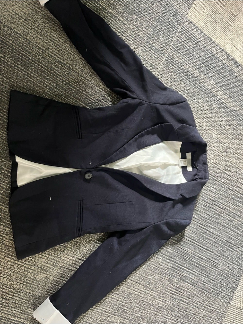H&M Navy Single-Button Blazer with White Lining